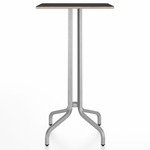 1 Inch Square Bar Table - Hand Brushed Aluminum / Black Laminate Plywood