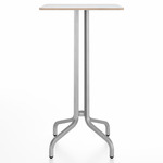 1 Inch Square Bar Table - Hand Brushed Aluminum / White Laminate Plywood