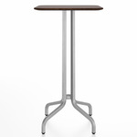 1 Inch Square Bar Table - Hand Brushed Aluminum / Walnut Plywood