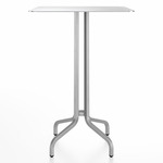 1 Inch Square Bar Table - Hand Brushed Aluminum / Hand Brushed Aluminum