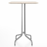 1 Inch Square Bar Table - Hand Brushed Aluminum / Ash Plywood