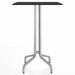 1 Inch Square Bar Table - Hand Brushed Aluminum / Black HPL