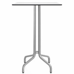 1 Inch Square Bar Table - Hand Brushed Aluminum / White HPL