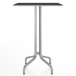 1 Inch Square Bar Table - Hand Brushed Aluminum / Black Laminate Plywood