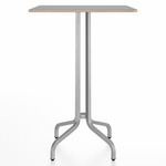 1 Inch Square Bar Table - Hand Brushed Aluminum / Grey Laminate Plywood