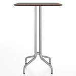 1 Inch Square Bar Table - Hand Brushed Aluminum / Walnut Plywood