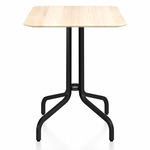 1 Inch Rectangle Cafe Table - Black Powder Coated Aluminum / Accoya Wood