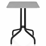 1 Inch Rectangle Cafe Table - Black Powder Coated Aluminum / Hand Brushed Aluminum