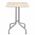 1 Inch Rectangle Cafe Table - Hand Brushed Aluminum / Ash Plywood