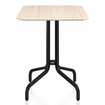 1 Inch Rectangle Cafe Table - Black Powder Coated Aluminum / Ash Plywood