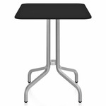 1 Inch Rectangle Cafe Table - Hand Brushed Aluminum / Black HPL