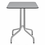 1 Inch Rectangle Cafe Table - Hand Brushed Aluminum / Grey HPL