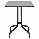 1 Inch Rectangle Cafe Table - Black Powder Coated Aluminum / Grey HPL