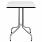 1 Inch Rectangle Cafe Table - Hand Brushed Aluminum / White HPL