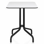 1 Inch Rectangle Cafe Table - Black Powder Coated Aluminum / White HPL
