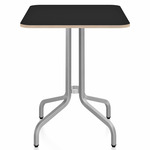 1 Inch Rectangle Cafe Table - Hand Brushed Aluminum / Black Laminate Plywood