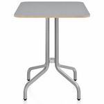 1 Inch Rectangle Cafe Table - Hand Brushed Aluminum / Grey Laminate Plywood