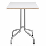 1 Inch Rectangle Cafe Table - Hand Brushed Aluminum / White Laminate Plywood