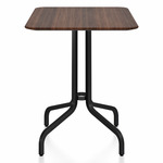 1 Inch Rectangle Cafe Table - Black Powder Coated Aluminum / Walnut Plywood