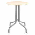 1 Inch Round Cafe Table - Hand Brushed Aluminum / Accoya Wood