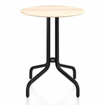 1 Inch Round Cafe Table - Black Powder Coated Aluminum / Accoya Wood