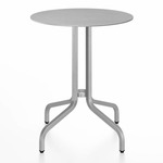 1 Inch Round Cafe Table - Hand Brushed Aluminum / Hand Brushed Aluminum