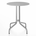 1 Inch Round Cafe Table - Hand Brushed Aluminum / Hand Brushed Aluminum