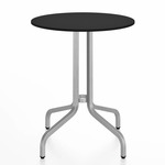 1 Inch Round Cafe Table - Hand Brushed Aluminum / Black HPL