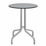 1 Inch Round Cafe Table - Hand Brushed Aluminum / Grey HPL