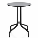 1 Inch Round Cafe Table - Black Powder Coated Aluminum / Grey HPL