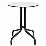 1 Inch Round Cafe Table - Black Powder Coated Aluminum / White HPL