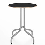 1 Inch Round Cafe Table - Hand Brushed Aluminum / Black Laminate Plywood