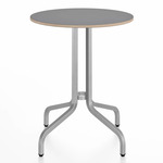 1 Inch Round Cafe Table - Hand Brushed Aluminum / Grey Laminate Plywood