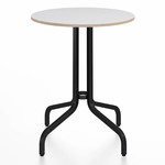 1 Inch Round Cafe Table - Black Powder Coated Aluminum / White Laminate Plywood