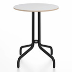 1 Inch Round Cafe Table - Black Powder Coated Aluminum / White Laminate Plywood