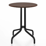 1 Inch Round Cafe Table - Black Powder Coated Aluminum / Walnut Plywood