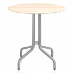 1 Inch Round Cafe Table - Hand Brushed Aluminum / Accoya Wood