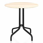 1 Inch Round Cafe Table - Black Powder Coated Aluminum / Accoya Wood