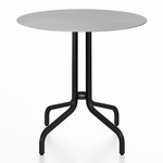 1 Inch Round Cafe Table - Black Powder Coated Aluminum / Hand Brushed Aluminum