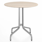 1 Inch Round Cafe Table - Hand Brushed Aluminum / Ash Plywood