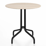 1 Inch Round Cafe Table - Black Powder Coated Aluminum / Ash Plywood