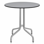 1 Inch Round Cafe Table - Hand Brushed Aluminum / Grey HPL