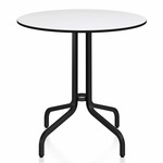 1 Inch Round Cafe Table - Black Powder Coated Aluminum / White HPL