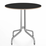 1 Inch Round Cafe Table - Hand Brushed Aluminum / Black Laminate Plywood