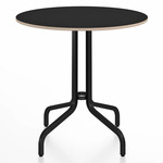 1 Inch Round Cafe Table - Black Powder Coated Aluminum / Black Laminate Plywood