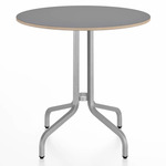 1 Inch Round Cafe Table - Hand Brushed Aluminum / Grey Laminate Plywood