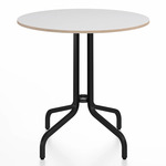 1 Inch Round Cafe Table - Black Powder Coated Aluminum / White Laminate Plywood