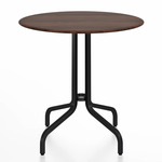 1 Inch Round Cafe Table - Black Powder Coated Aluminum / Walnut Plywood