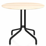 1 Inch Round Cafe Table - Black Powder Coated Aluminum / Accoya Wood