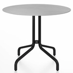 1 Inch Round Cafe Table - Black Powder Coated Aluminum / Hand Brushed Aluminum